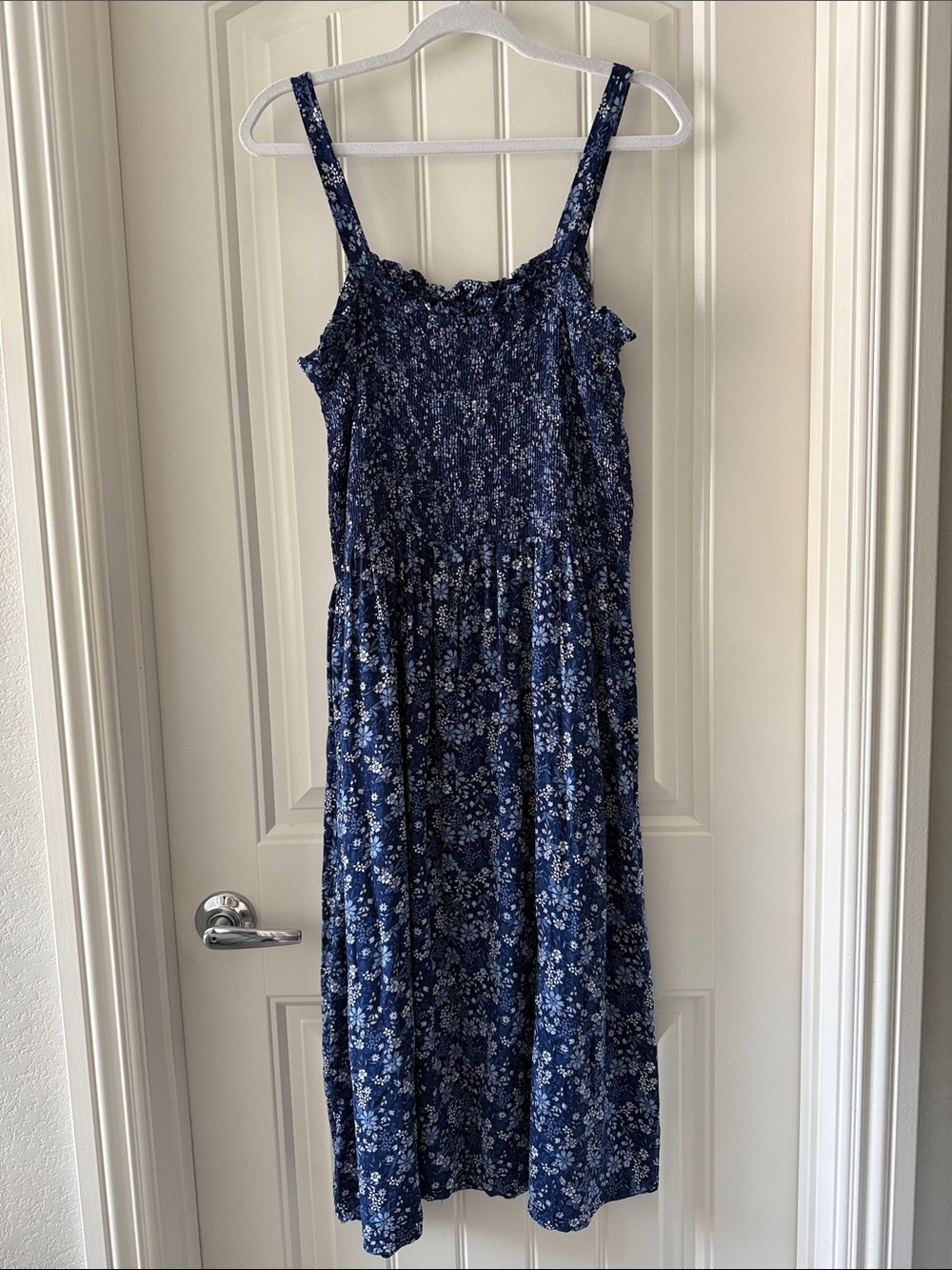 Navy Blue Floral Midi Sundress - Picture 2 of 3